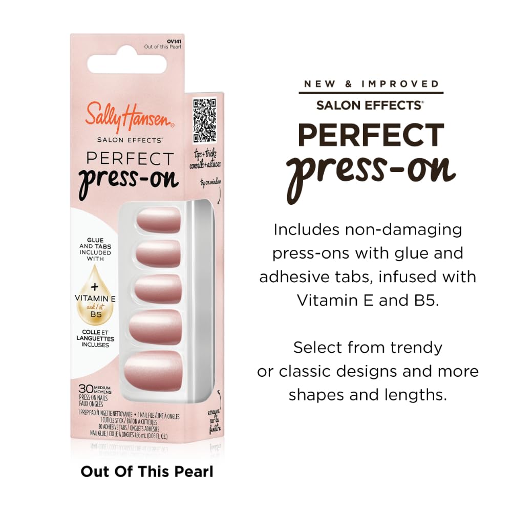 Sally Hansen Instant Cuticle Remover | Pearl Press-On Nails Kit | Nail Treatment Set