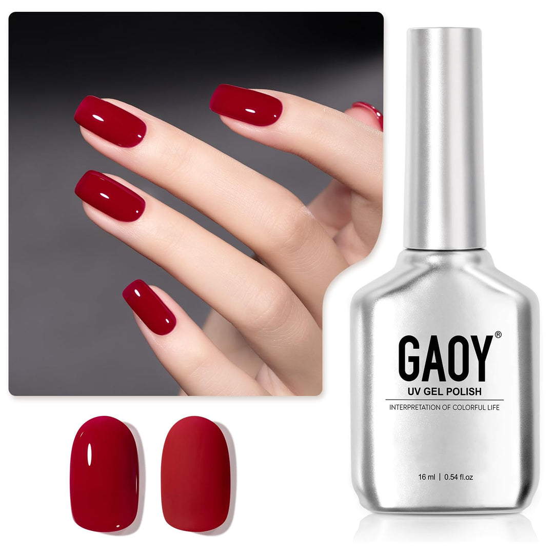 Gaoy Red Gel Nail Polish, 16Ml Soak Off Gel Polish, Uv Light Cure For Nail Art Diy Manicure At Home, 1201 Carmine Red