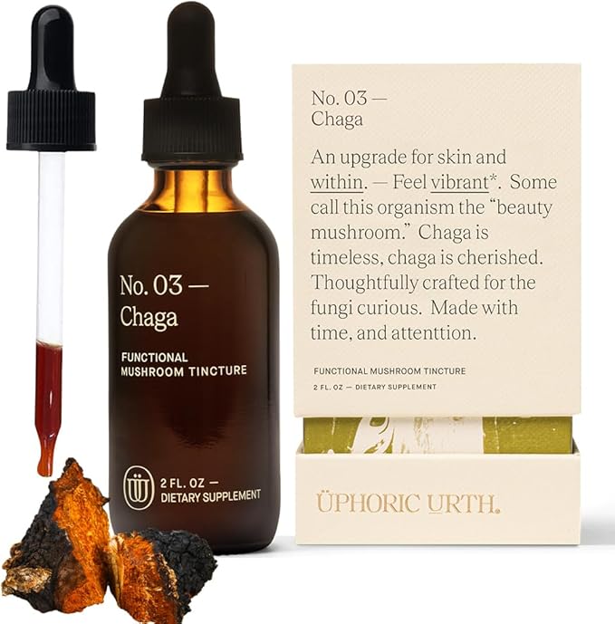Chaga Mushroom Extract - Double Extracted Fruitbody Mushroom Tincture, Antioxidants, Hair, Skin, Nails Health (60 Servings)