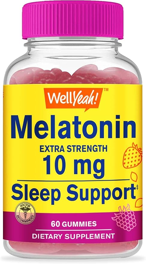 Melatonin 10mg Gummies - 2 Month Supply - Natural Sourced Flavor, Drug-Free Gummy Supplement - Gluten and Gelatin Free, Vegetarian - 60 Gummies