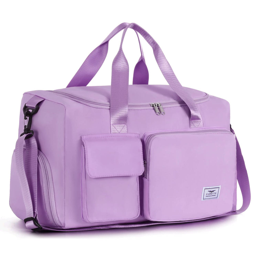 FIORETTO Women's Water-Resistant Gym Duffle Bag with Shoes Compartment, 37L Capacity, Multi-Functional, Ideal for Travel, Gym, Sports, Weekender, Purple