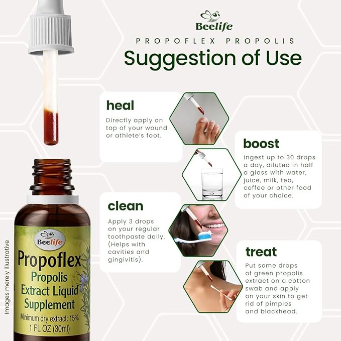 Beelife Brazilian Green Propolis Extract - 15% Extract Bee Propolis Tincture, High Artepillin-C Levels - Natural Antioxidant-Rich Liquid Supplement for Health - Natural Propolis Immune Support, 30ml