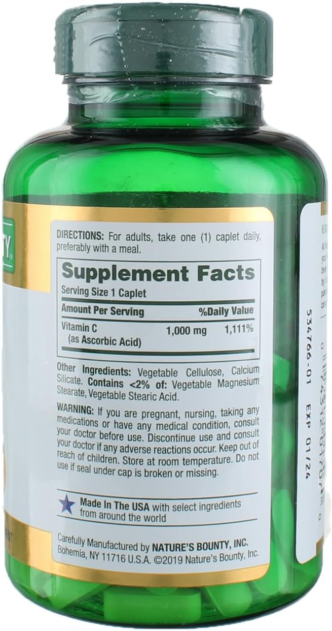 Nature's Bounty Vitamin C, 1000mg, 100 Caplets (Pack of 3)
