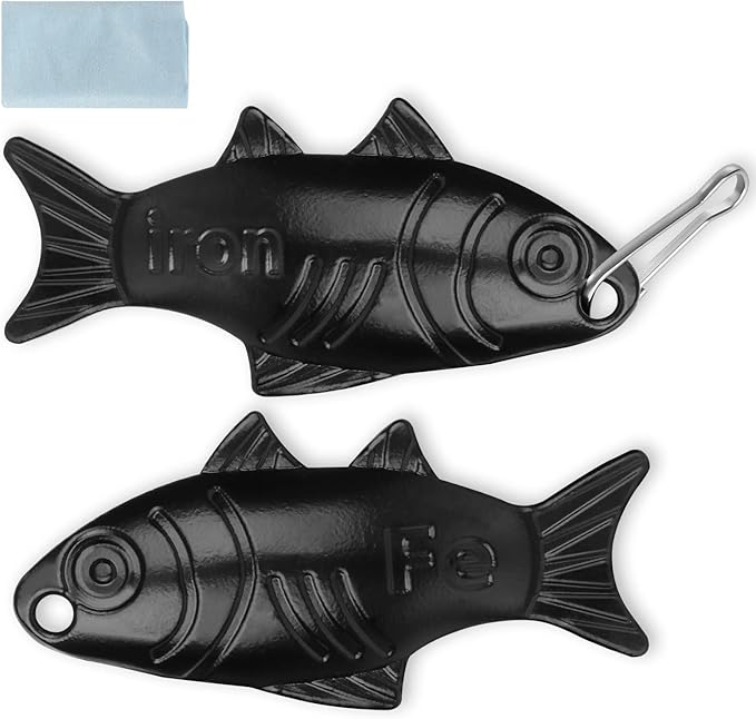 2 Pack Iron Fish A Natural Source of Iron Add Safe Iron to Food and Water,Iron Supplement Alternative Rust Resistance Cooking Iron Fish Suitable for Vegans, Athletes, Pregnant Women