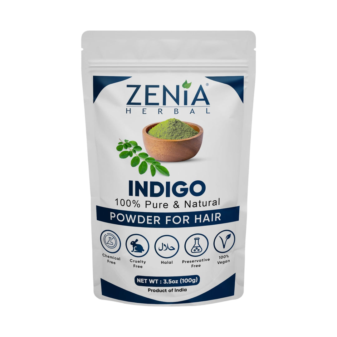 Zenia Indigo Powder (Indigofera Tinctoria) | Hair/Beard Dye Color 3.5oz (100g) | 100% Pure & Natural | No Preservatives