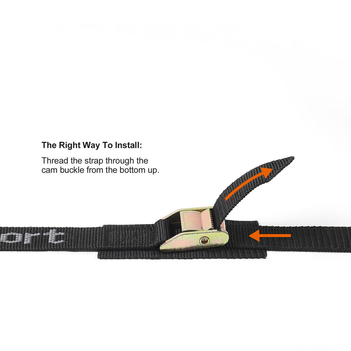 Ayaport Cam Buckle Tie Down Straps Lashing Straps 2200lbs Break Strength Heavy Duty Car Roof Rack Strap for Kayak, SUP, Surfboard, Cargo, Motorcycle, Truck, Boat, Dirt Bike (1" x 16')