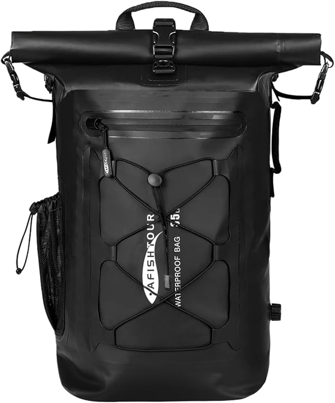 Waterproof Backpack for Men and Women - Roll-Top Floating Dry Bag Backpack for Kayaking, Rafting, Boating, Beach (Black)