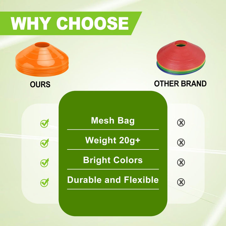 Ashsajkd(Set of 25 - Agility Soccer Cones with Carry Bag and for Football Cones for TrainingFootball, Basketball, Coaching, Agility Cones for Indoor and Outdoor Games (D-25 Pack Orange)