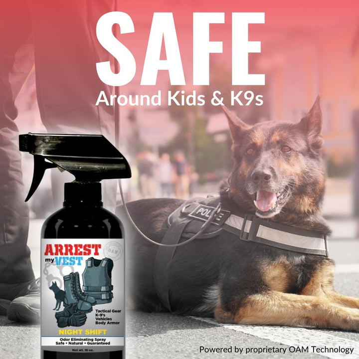 Arrest My Vest Military Grade Odor Eliminating Spray for Body Armor, Tactical Gear, and K9 Equipment. Safe on All Ballistic Vests, Fabrics, & Police Gear - Stressless Fragrance - 1 Gallon Bottle