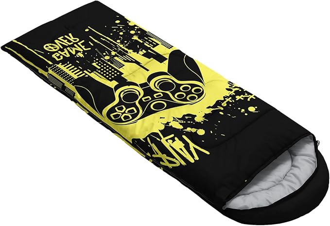 AILONEN Boys Sports Camping Sleeping Bags,Lightweight & Waterproof,3 Season Warm & Cool Weather,Black Player Basketball Sleeping Bags for Kids Adults,Travelling,Outdoors