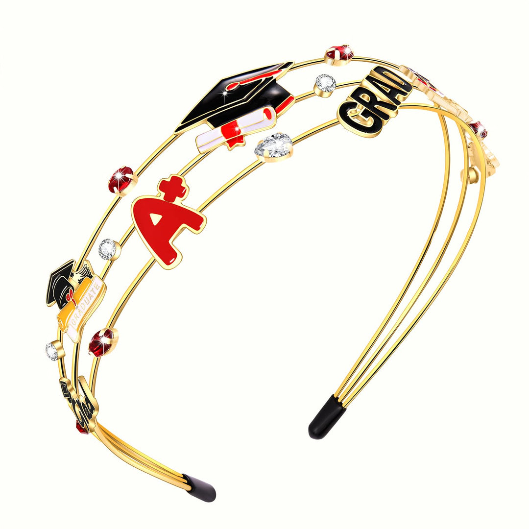 mokkia Graduation A Headband for Women, High School College Graduation Gifts Accessories Outfits, Rhinestone Jeweled Headband, Black, 1 Count (Pack of 1), Hair Styling, Securing Hair, Female Graduates