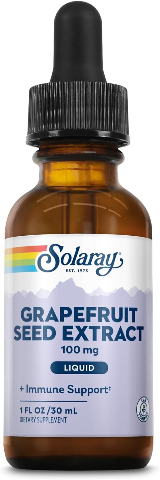 SOLARAY Grapefruit Seed Extract Liquid 100mg - Immune Support Supplement w/Antioxidants and Polyphenols - Gut Health and Digestion Support - 60-Day Guarantee, Lab Verified, Approx. 100 Serv, 1 FL OZ