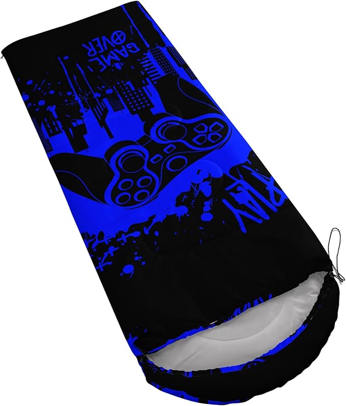 AILONEN Boys Sports Camping Sleeping Bags,Lightweight & Waterproof,3 Season Warm & Cool Weather,Black Player Basketball Sleeping Bags for Kids Adults,Travelling,Outdoors