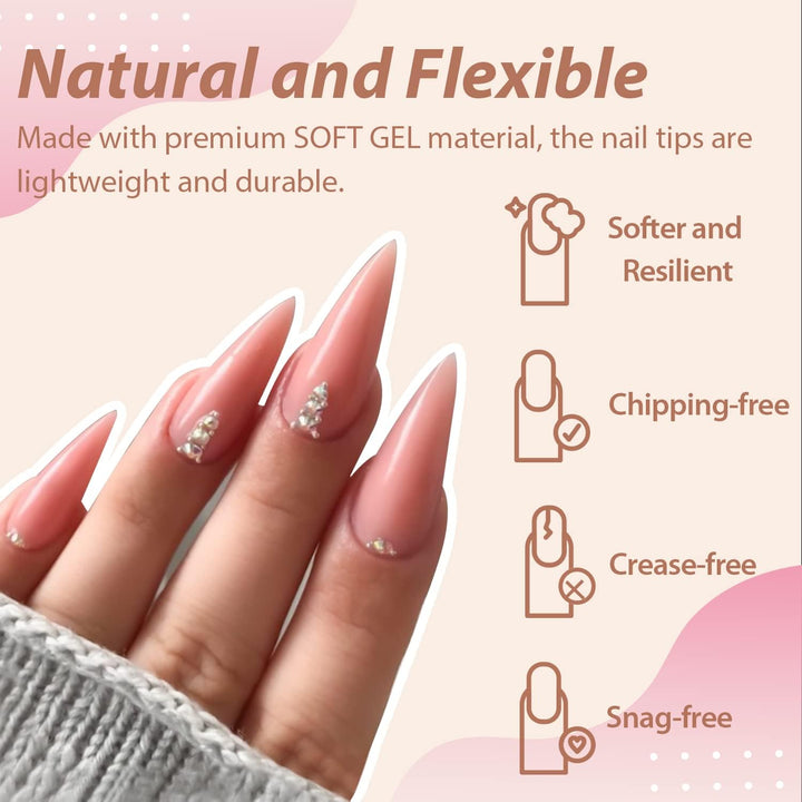 504Pcs Matte Soft Gel Toe Nail Tips | Full Cover for DIY Nail Extensions