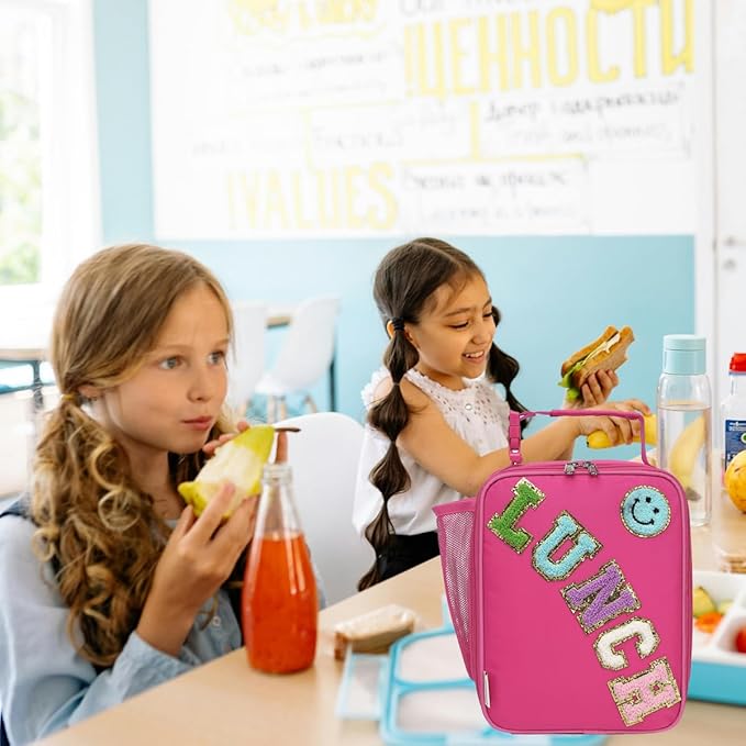 Insulated Lunch Bag for Women Girl Teen large Insulated Kid Lunch Bag,Large Reusable Cute Cooler Bag for School Work Picnic,Rose Red