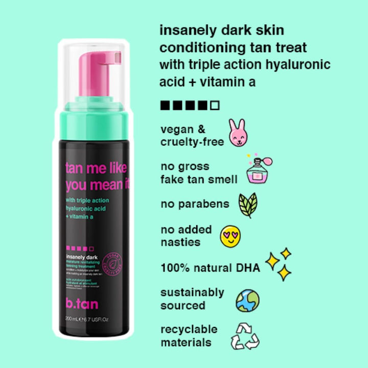 Dark Self Tanner Mousse | 1-Hour Express Bronzing Foam for Face & Body