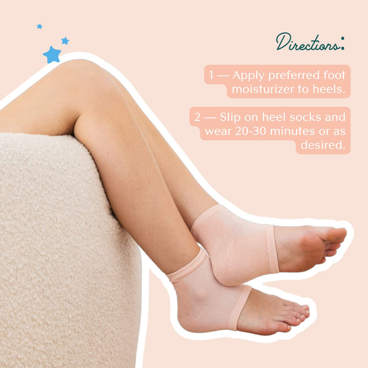 Bare August Oh So Healing Moisturizing Heel Repair Socks - Overnight Spa Sleep Socks with Hydrating Therapy Gel for Softening Dry Cracked Heels