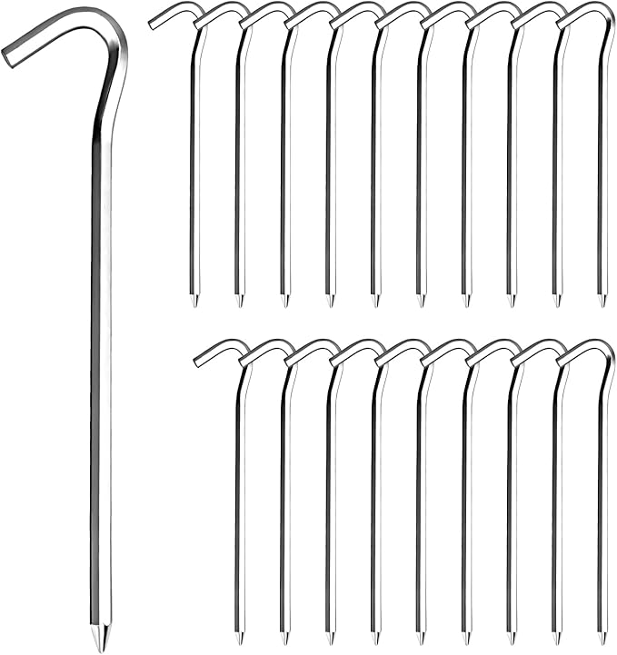 20Pcs 7" Tent Pegs Ground Stakes, Metal Stakes, Camping Peg for Pitching Camping, Camping, Outdoor Decoration