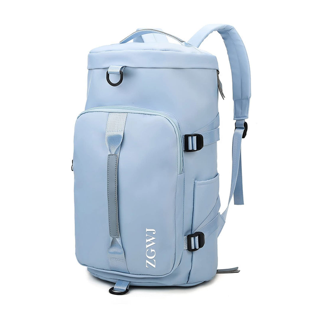 ZGWJ Sports Gym Bag with Wet Pocket & Shoes Compartment, Waterproof Shoulder Weekender Bag for Women and Men Swim Sports Travel Duffel Bag Lightweight and easy Carry on Light Blue