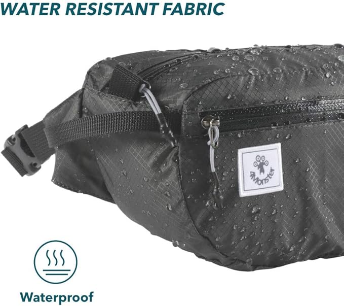 4Monster Hiking Waist Packs Portable,Water Resistant Fanny Bag with Adjustable Strap,Lightweight Crossbody Chest Bag Slim Bag
