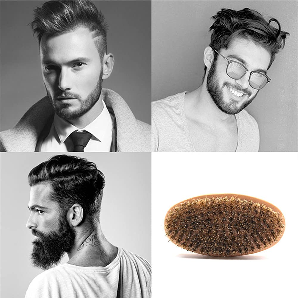 1 Piece Beard Brush - Boar Bristle Brush with Solid Wood Handle for Firm Bristles to Tame and Soften Facial Hair (Brown)