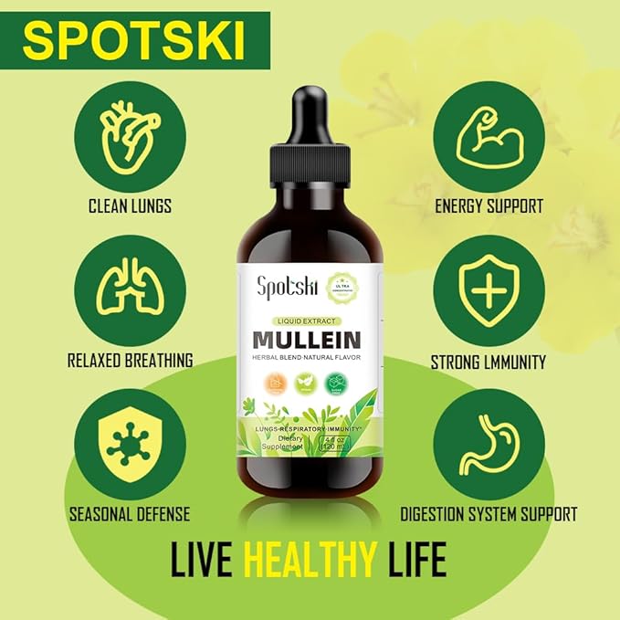 Mullein Drops for Lungs - Lung Detox for Respiratory System, Natural Sleep Aid & Immune Support, Tincture Drops Non-GMO, Vegetarian 1 Month Supply