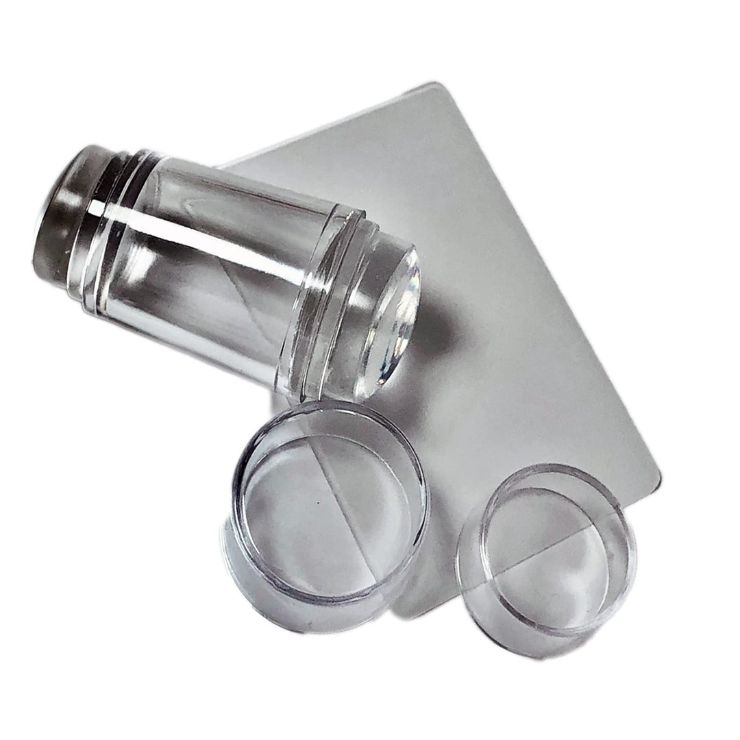 Double Sided Nail Art Stamper Clear Silicone Nail Stamper Jelly With Scraper, Transparent Nail Art Stamping Kit French For Manic