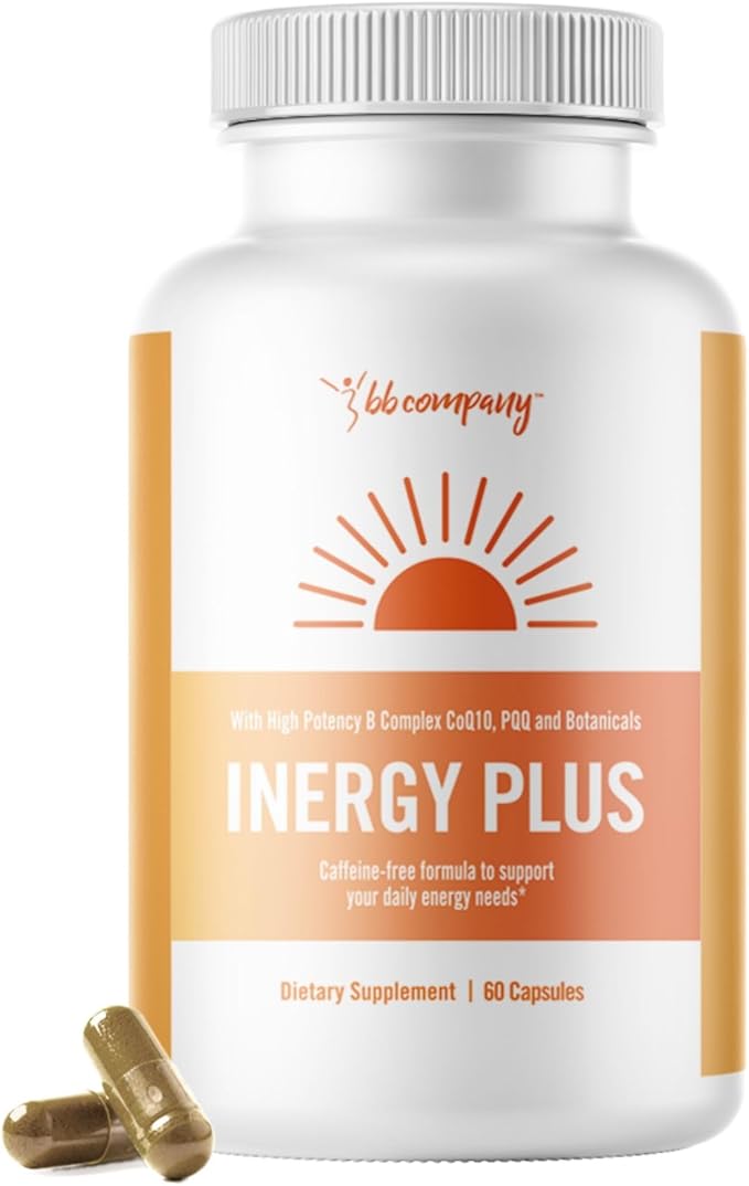 BB Company InergyPLUS | Energy Vitamins for Women, Fatigue, Natural Energy Supplements for Focus | Vitamin B12, Folic Acid, Rhodiola Rosea, Cordyceps, CoQ10, Caffeine Free | Packaging Vary | 60 Ct