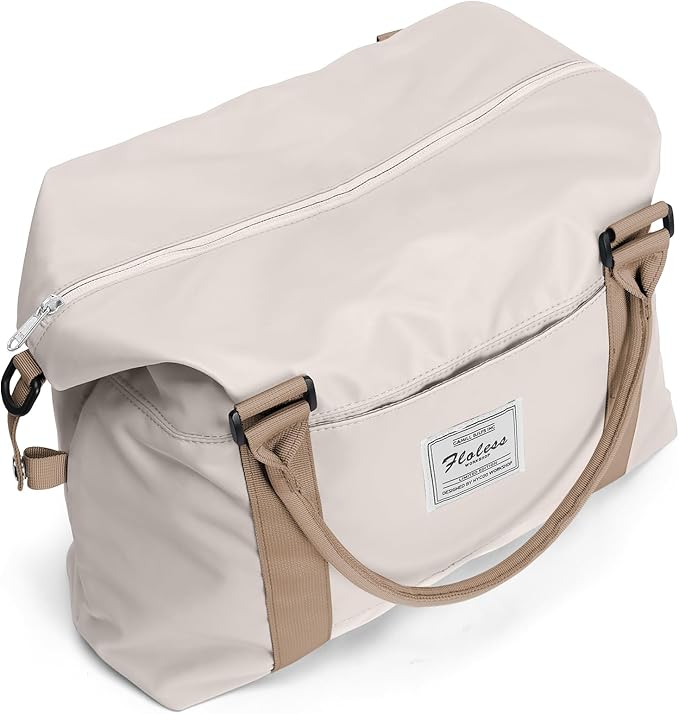 Sports Duffel Bags for Women Beige Weekender Travel Totes Bag for Airplane, Cute Sports Gym Dance Overnight Luggage Bag with Wet Pocket, Carry On Hospital Bag for Labor and Delivery