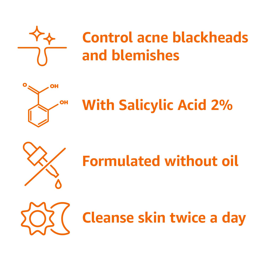 Amazon Basics Salicylic Acid Acne Wash, Unscented, 6 fl oz (Pack of 1)