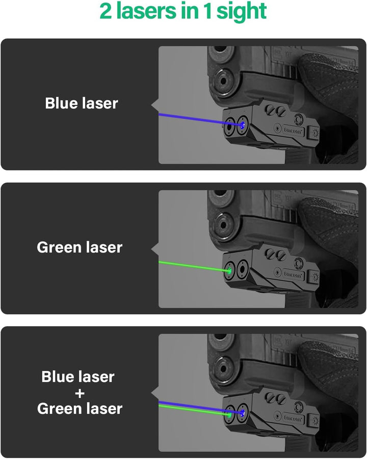 Rechargeable Green/Blue/Red/Ir/Purple Beam, Low Profile Beams Compatible with 21MM Rail