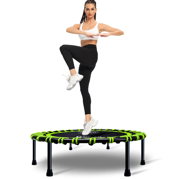 DARCHEN 400LBS Rebounder Trampoline for Adults, Indoor Mini Trampoline Silent Fitness Trampoline Small Bungee Rebounder Jumping Cardio Trainer Workout Exercise Workout [40 Inch]