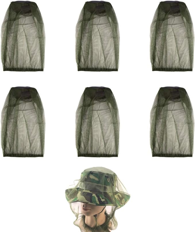 6Pcs Premium Head Net Face Mesh with Extra Fine Holes, Mosquito Hat Mask Head Cover for Camping Hiking Fishing Protecting from Insect Bug Bee Mosquito Gnats