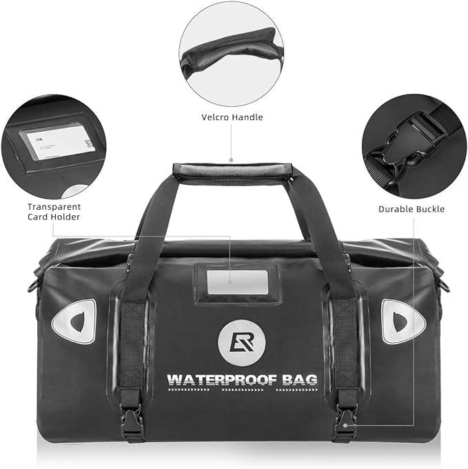 ROCKBROS Waterproof Duffel Bag 60L Motorcycle Travel Dry Duffel Bag for Motorcycling Boating Kayaking Camping Fishing Outdoor Adventure for Men Women