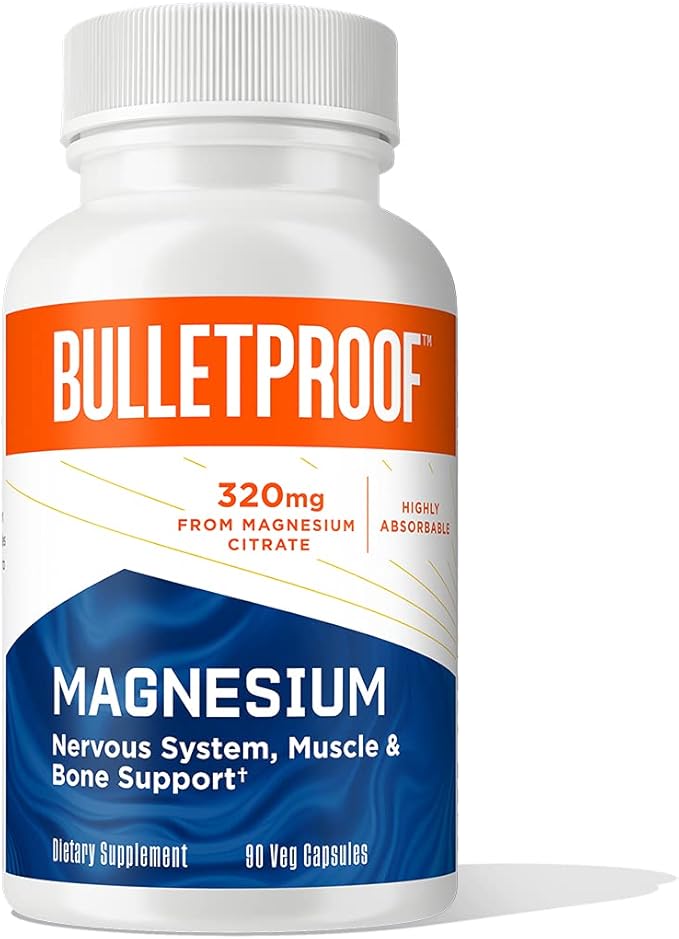 Bulletproof Magnesium Capsules, 90 Count, Supplement for Nervous System, Muscle and Bone Support