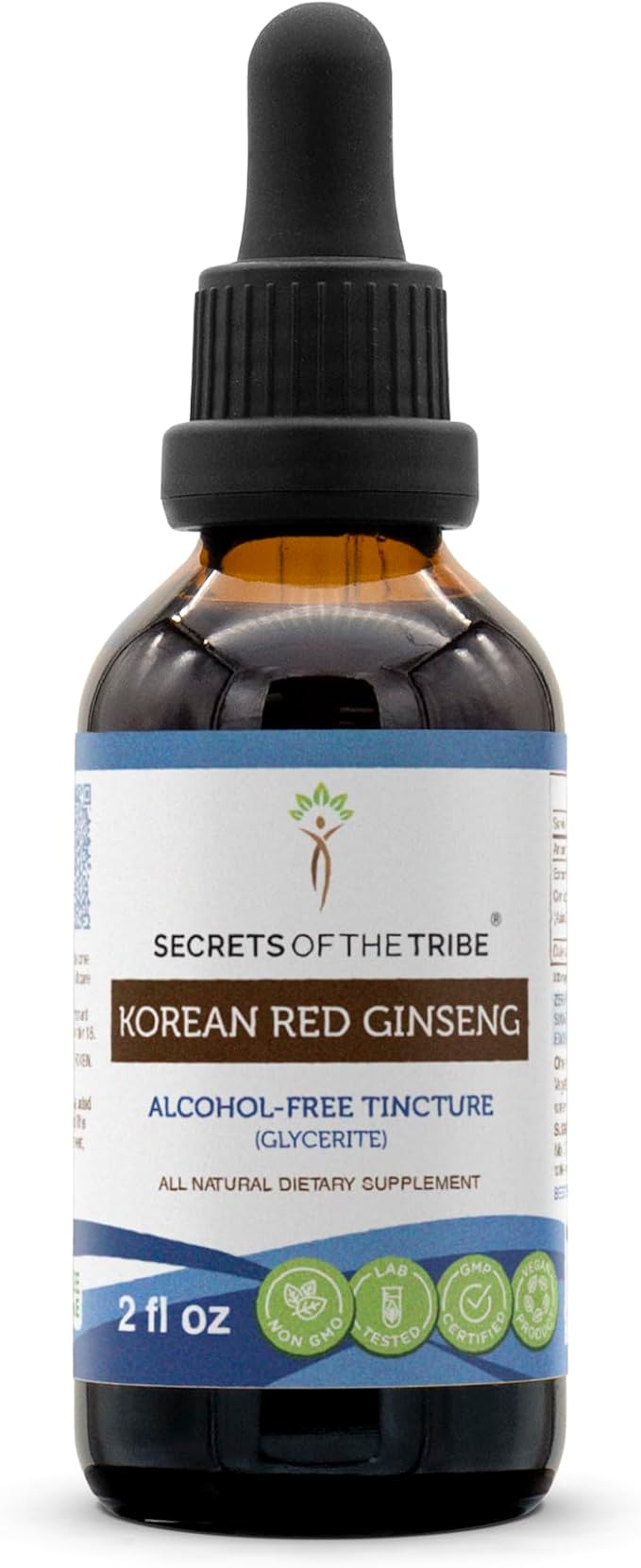Korean Red Ginseng Tincture Alcohol-Free Liquid Extract, Wildcrafted Korean Red Ginseng (Asian Ginseng, Panax Ginseng) Dried Root 2 oz