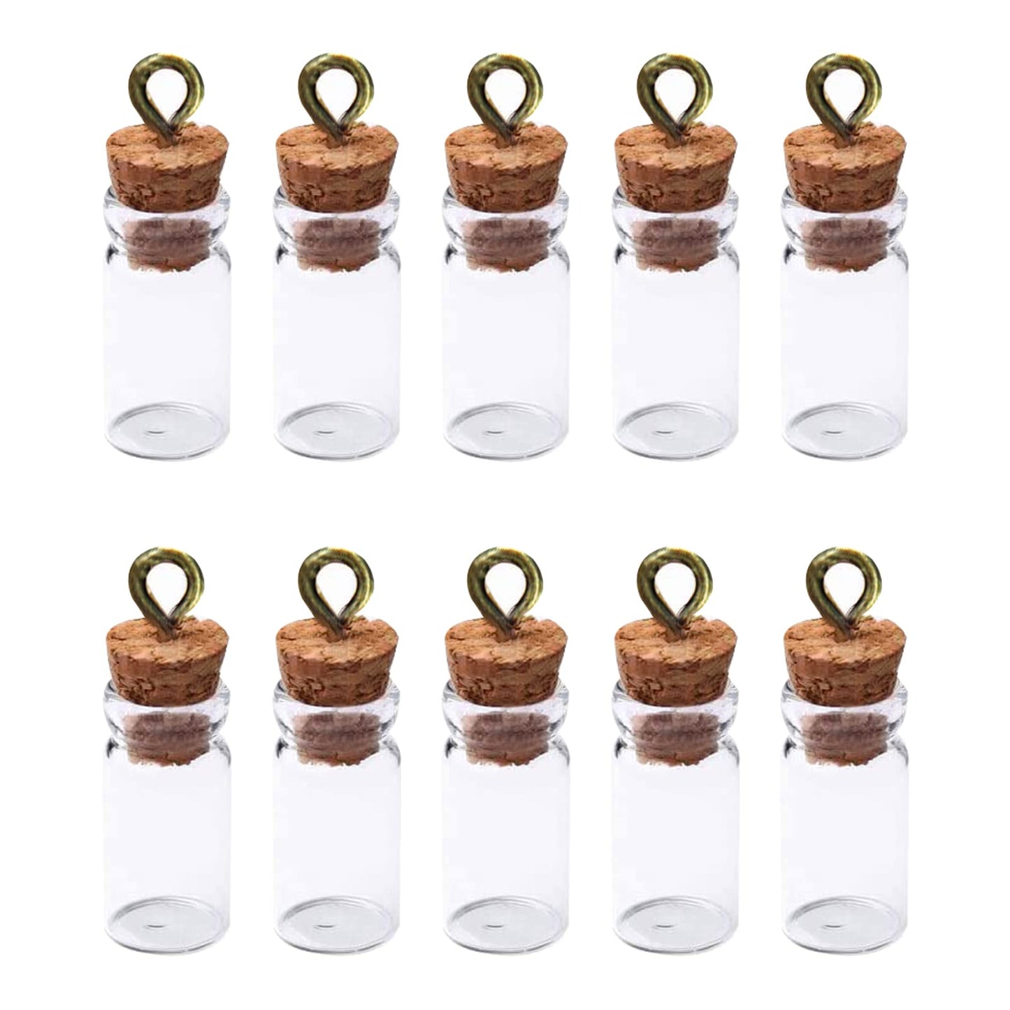 10 PCS Small Glass Bottles With Cork Lids, Mini Stoppers Snuff Kit 1ml Empty Spell Jars Miniature Potion Bottles Small Message Tiny Wishing for DIY Crafts Decoration