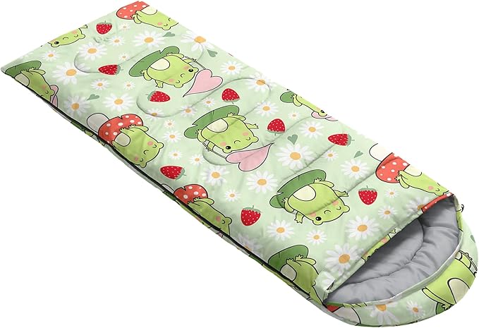 AILONEN Kids Floral Cat Camping Sleeping Bags,Lightweight & Waterproof,3 Season Warm & Cool Weather,Kawaii Kitten Sleeping Bags for Girls Adults,Travelling,Outdoors