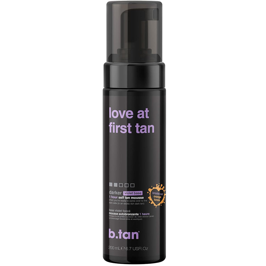 b.tan Violet Base Self Tanner Mousse – 1-Hour Express Dark Bronzing Foam | No Orange Tones, 6.7 Fl Oz