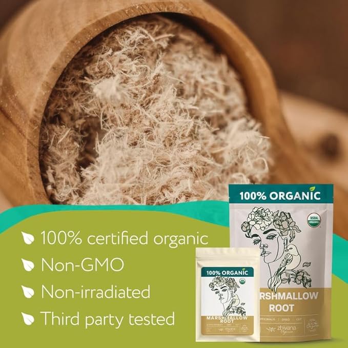 Marshmallow Root Tea (Althea Officinalis) – Organic Marshmallow Root – Throat Tea - Gut Lining, Digestion, Respiratory Health - Blood, Bones, Skin, Hair - Marshmellow Herb – 4 Ounces