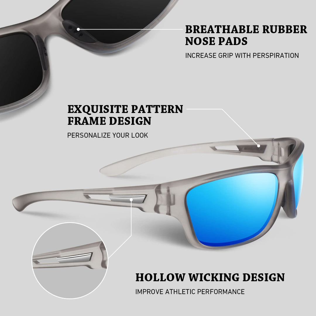 WEAROYO Polarized Sports Sunglasses for Men Women,Fishing Driving Rectangular Goggles UV400 Protection