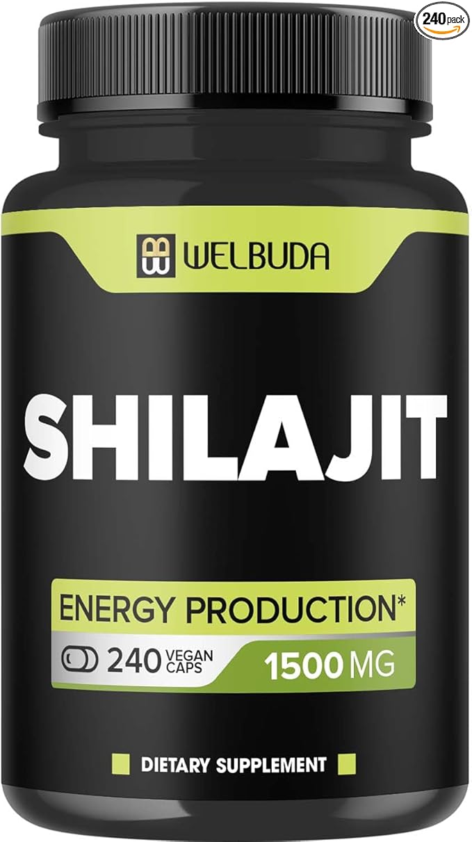 1500mg Shilajit Capsules Extract 5:1 - Immune System, Energy Production, Brain Health & Overall Well-Being Support - 240 Capsules