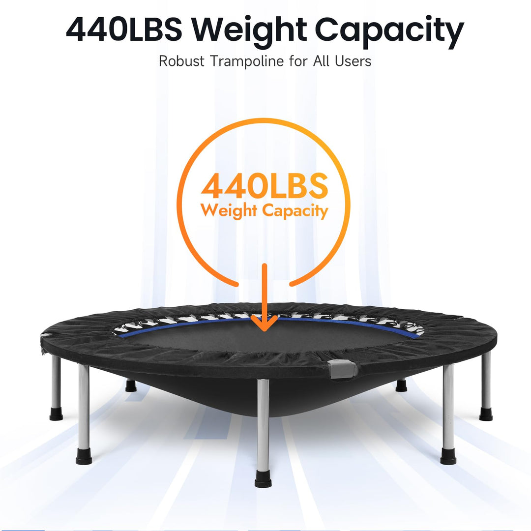 BCAN 40/48" Foldable Mini Trampoline Max Load 330lbs/440lbs, Fitness Rebounder, Exercise Trampoline for Adults Indoor/Garden Workout