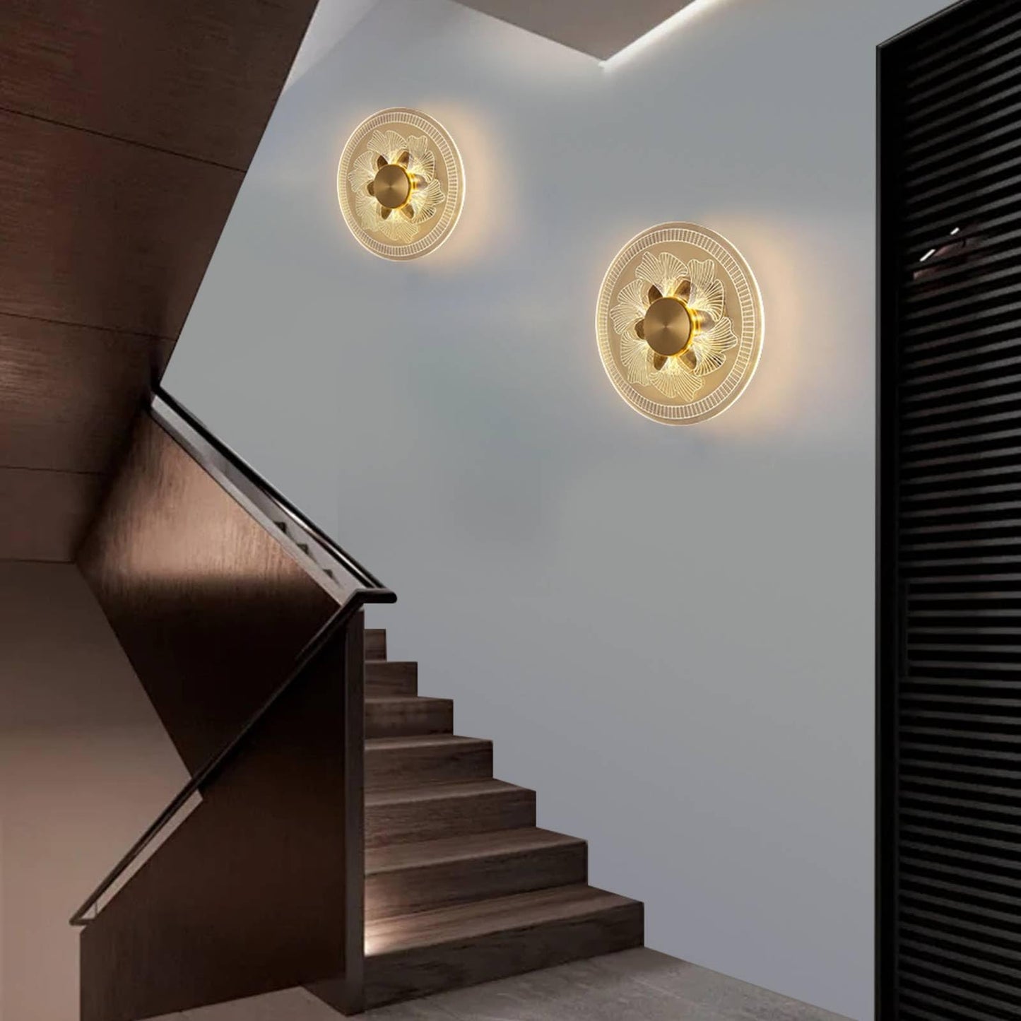 APAKA Modern LED Wall Lamp, 12W Wall Sconce Round, Acrylic Flower Pattern Wall Light, Decorative Lighting Fixtures for Bedroom Living Room Hallway Aisle Balcony Stairs, 3000K/4500K/6500K