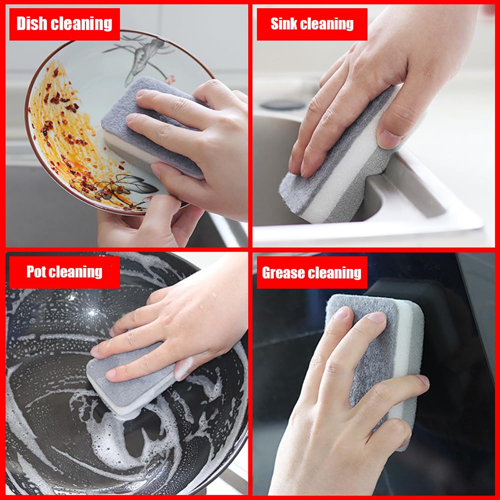 10 Pack Non-Scratch Scrub Sponge, Kitchen Cleaning Sponge for Cookware, Natural Kitchen Sponges, Cleaning Supplies for Dishes, Bathroom, Household Use