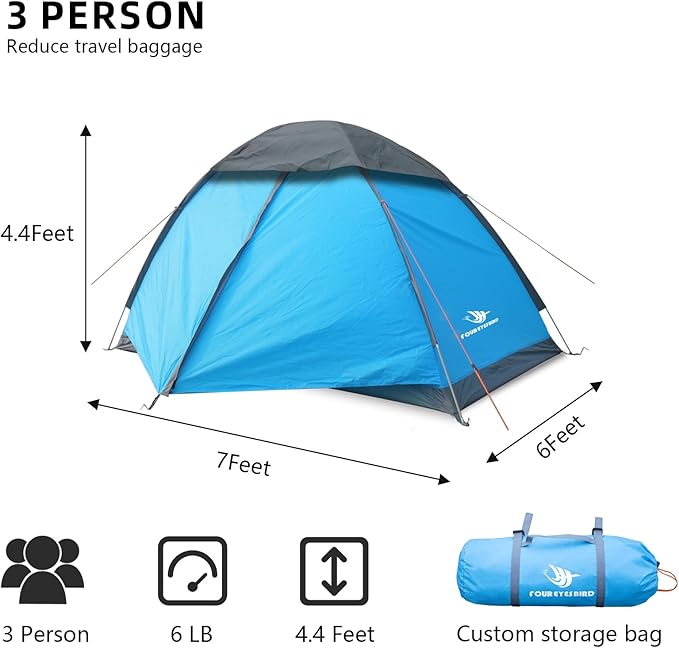 2-3 Person Backpacking Tent, 3-4 Season Lightweight Waterproof Tents with Two Doors for Outdoor Camping, Hiking, Family Beach Hunting Travel
