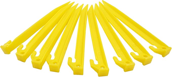 36 Pcs Plastic Tent Stakes, 9 Inch Heavy Duty Plastic Camping Stakes Tent Pegs for Sand, Beach, Woods, Yellow