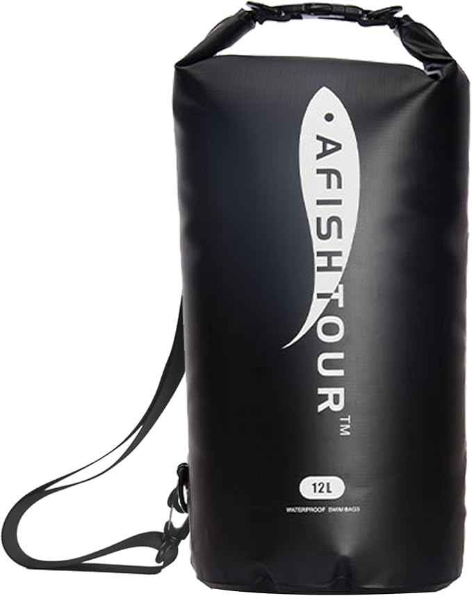 Waterproof Floating Dry Bag for Men Women - 12L Roll Top Sack Keeps Gear Dry with Shoulder Strap for Kayaking, Rafting, Boating, Swimming, Camping, Hiking, Beach, Fishing (Black)