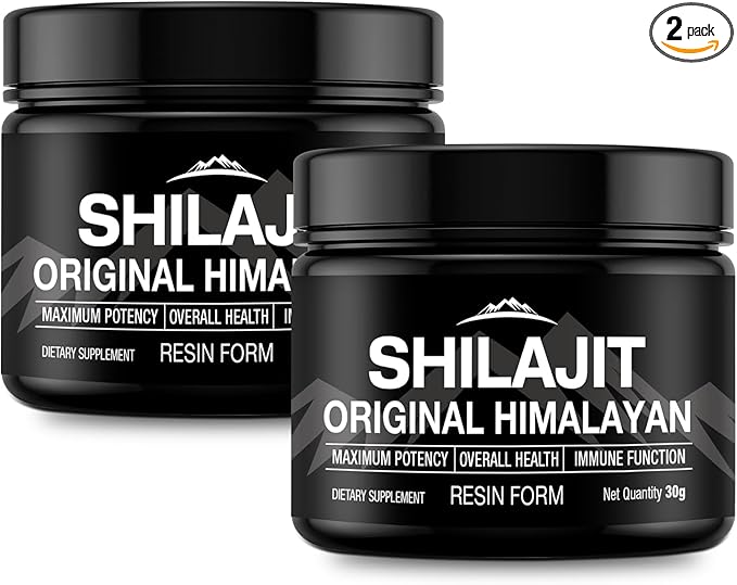 60G Shilajit Pure Himalayan Shilajit Resin Gold Grade 100% Pure Shilajit for Men Women, Fulvic Acid Supplement, 85+ Trace Minerals, 30 Grams (2 Packs)