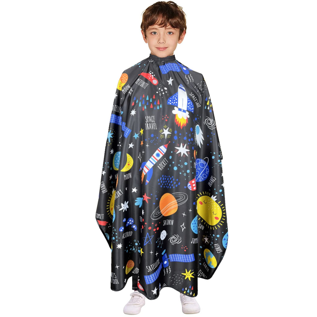 Pelocapa Barber Capes for Kids Hair Cutting Cape Salon Hairdressing Cape for Boys Girls Waterproof & Light Weight & Machine Washable - 39”× 51”(Galaxy Pattern)